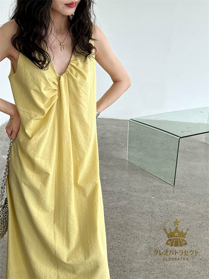 夏休み風ゆったりストラップワンピースロングスカート フレンチスタイル かぎ 針 編み Vネック パフスリーブドレス レディース サマー リゾート スタイル スリム カジュアル ホワイト ショート スカート