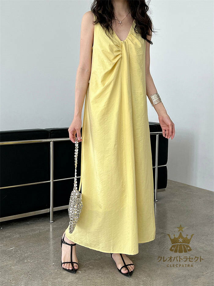 夏休み風ゆったりストラップワンピースロングスカート フレンチスタイル かぎ 針 編み Vネック パフスリーブドレス レディース サマー リゾート スタイル スリム カジュアル ホワイト ショート スカート