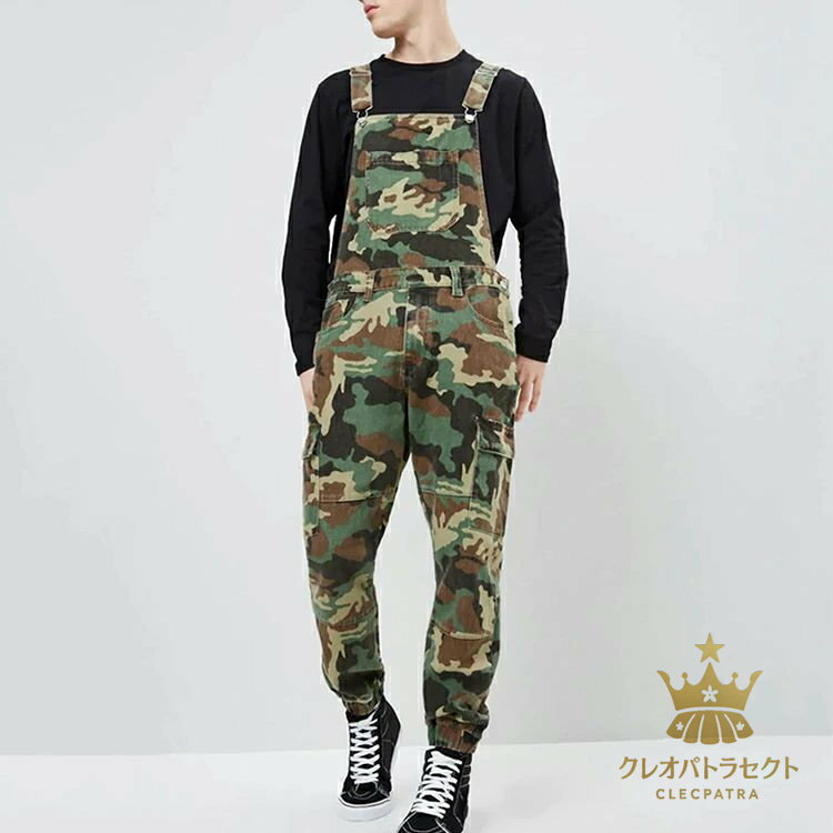 メンズ オーバーオール カモフラージュ 大きいサイズ 男性 男 サロペット 作業着 つなぎ服 つなぎ オーバーオール パンツ ズボン ロングパンツ カジュアル ジュニア カッコイイ ワーカー リッラクス メンズサロペット 迷彩柄 オールインワン