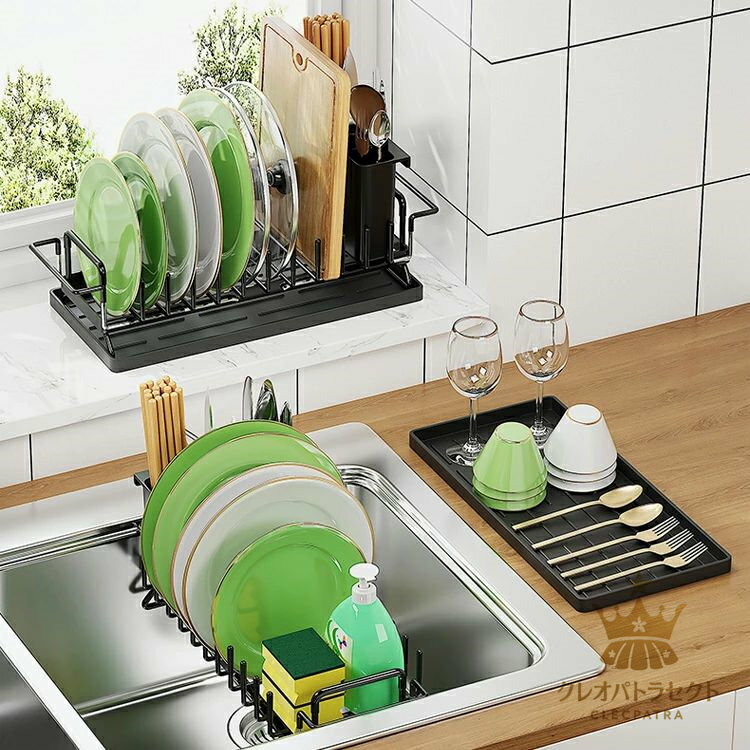 水切りラック 伸縮式 35-47cm 3way使い方 食器水切り キッチンラック シンク上 台所用 スリム 省スペー..