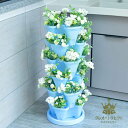 6段垂直ガーデンプランター ホイール付き 3バルブ イチゴ植栽ポット 屋内屋外用 庭の植木鉢 ガーデンタワー 花、野菜、ハーブ用 4バルブ プラスチック 積み重ね可能