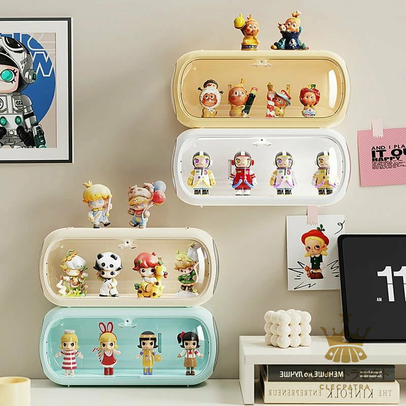 透明コレクションケース 卓上小型 扉付き ミニカー/小型フィギュア/アクリルスタンドなどに フィギュアケース スタッキング可能 展示台 収納棚 小物収納 ショーボックス 宇宙カプセルブラインドボックス収納 コレクションケース