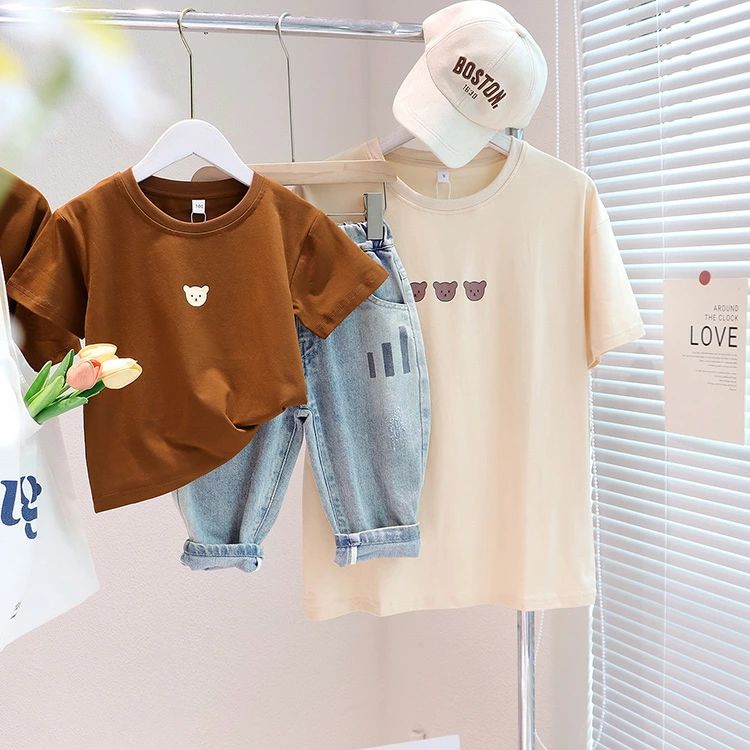 こぐま 親子 ペアルック tシャツ 赤ちゃん 夏 半袖 可愛い 親子 ペア ロンパース 親子 ペアtシャツ 親子 おそろい プレゼント お揃い 親子 tシャツ パパ ママ 姉妹 兄弟 家族お揃い ダークブラウン×ベージュ カップルお揃い 女の子 男の子 子供 キッズ