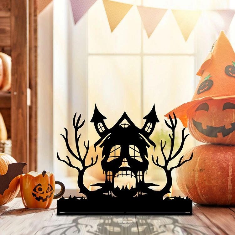 【クーポンで10％オフ】ハロウィン ゴシック ホラー雑貨 インテリア 骸骨 キャンドルホルダー ブラック スカル 装飾 お化け屋敷 デコレーション メタル オブジェ 卓上飾り 黒いドクロ ゴシック インテリア小物 骸骨インテリア