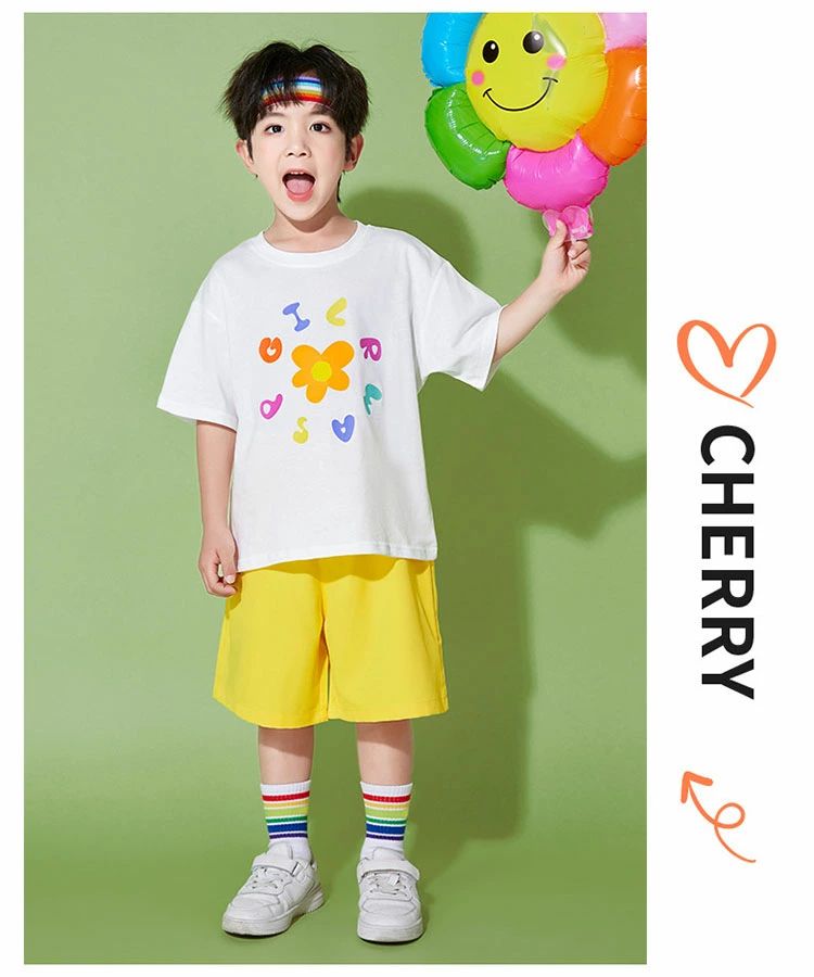 チアガール イエロー ホワイト ダンス衣装 キッズ 子供服 可愛い 半袖 Tシャツ ト...