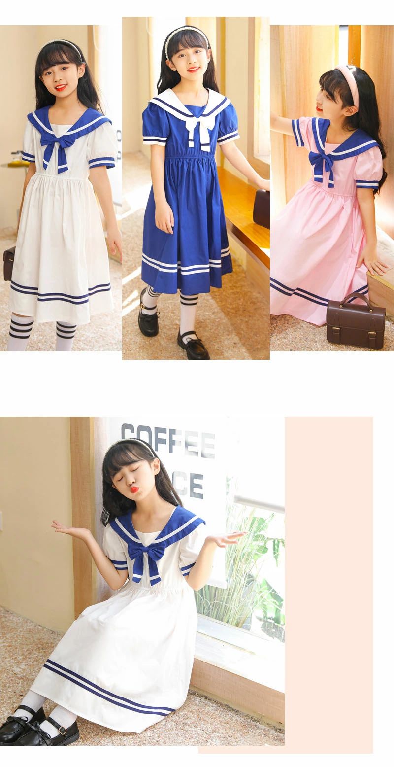 ワンピース レディース 子供服 学生服 制服風 制服風ワンピース セーラーワンピー...