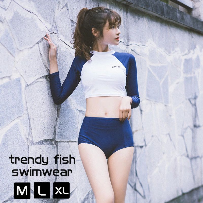 セパレート 水着 レディース 女の子 高校生 フィットネス タンキニ 水着 ハイネック 長袖 体型カバー スパッツ ショートパンツ 露出控えめ 可愛い ホワイト ネイビー 小胸 水着 韓国 水着 オトナ女子 10代 20代 30代 40代 大人 女子 水着 可愛い水着 みずぎ 水着 プール
