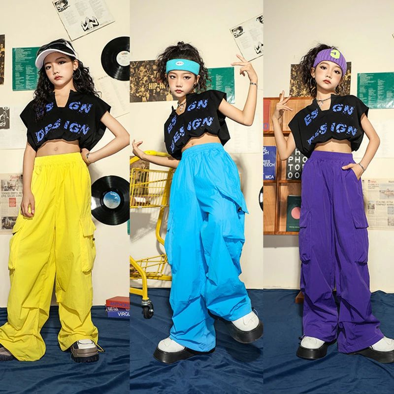 ブラック イエロー ブルー パープル キッズ ダンスパンツ 男の子 女の子 薄手 ロン...