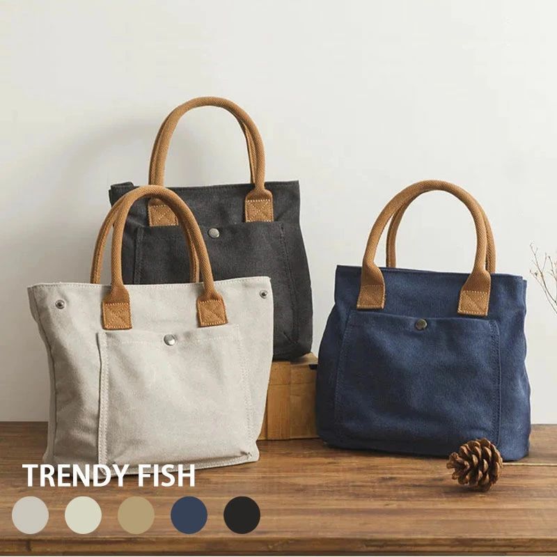 Rakuten - キャンパス バッグ カンパス トートバッグ キャンパスバック カバン レディース ハンドバック 切り替え 大人 女性 収納 帆布 手提げ ママバッグ マザーズバッグ ポケット付き 弁当バッグ 小さめ 婦人バッグ おしゃれ 可愛い ファッション 収納 ランチバッグ