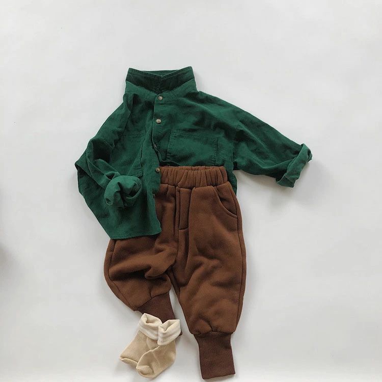Pantalón Pantalón Pantalón Niños Niños Niños Niñas Espalda Gruesa Cepillo Tobillo de Invierno Pantalón Anillado Dobladillo Calentador Frío Cintura de Caucho Cálido Cálido Niños Niños Niñas Pantalones Escuela Casual Marrón Gris Negro — vista 3
