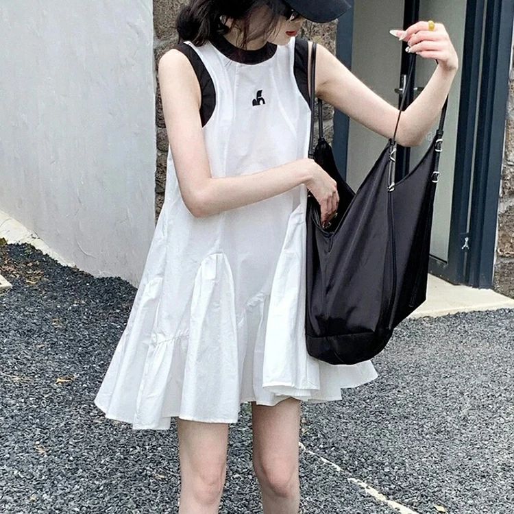 【クーポンで10％オフ】子供服 キッズ 子供 ワンピース 夏 キッズ 韓国子ども服 夏服 チョッキ カジュアル こども 女の子 ギャル 七五三 小学生 中学生 高校生 通園 通学 旅行 可愛い おしゃれ 結婚式 誕生日 ギフト プレゼント 120-170cm ノースリーブ ホワイト