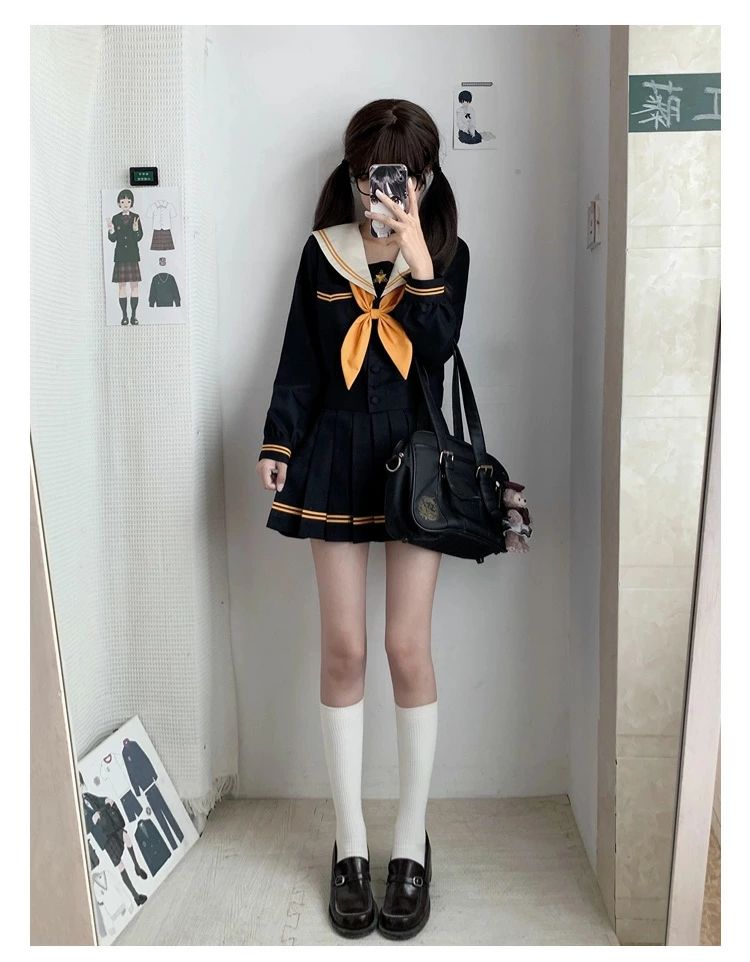 セーラー服 黒 ハロウィン 3点セット長袖 制服 学生服 コスプレ仮装 セクシー プリ...