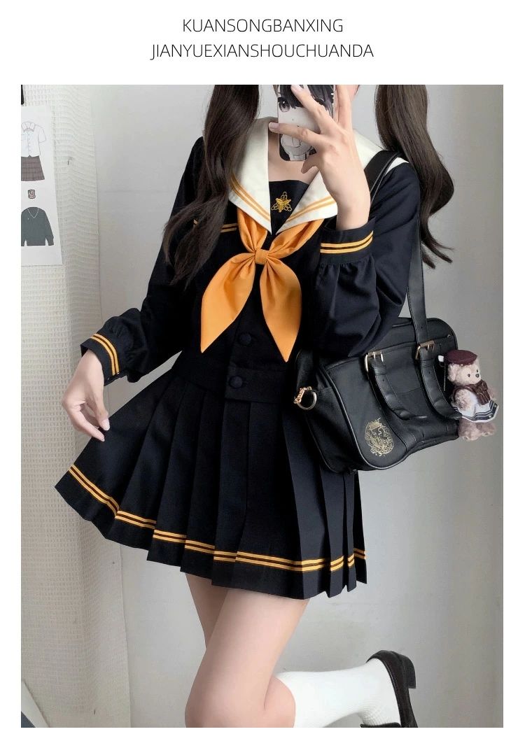 セーラー服 黒 ハロウィン 3点セット長袖 制服 学生服 コスプレ仮装 セクシー プリ...