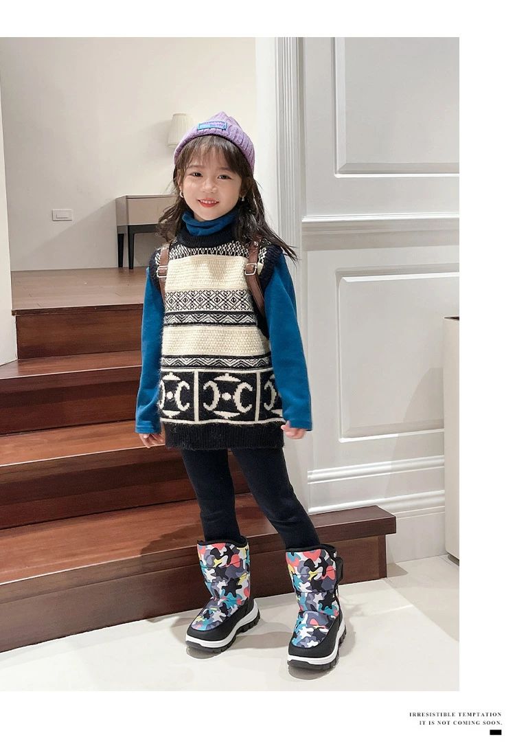 スノーブーツ キッズ 子供 女の子 男の子 スノーシューズ ミドルブーツ 防寒 防滑 ...