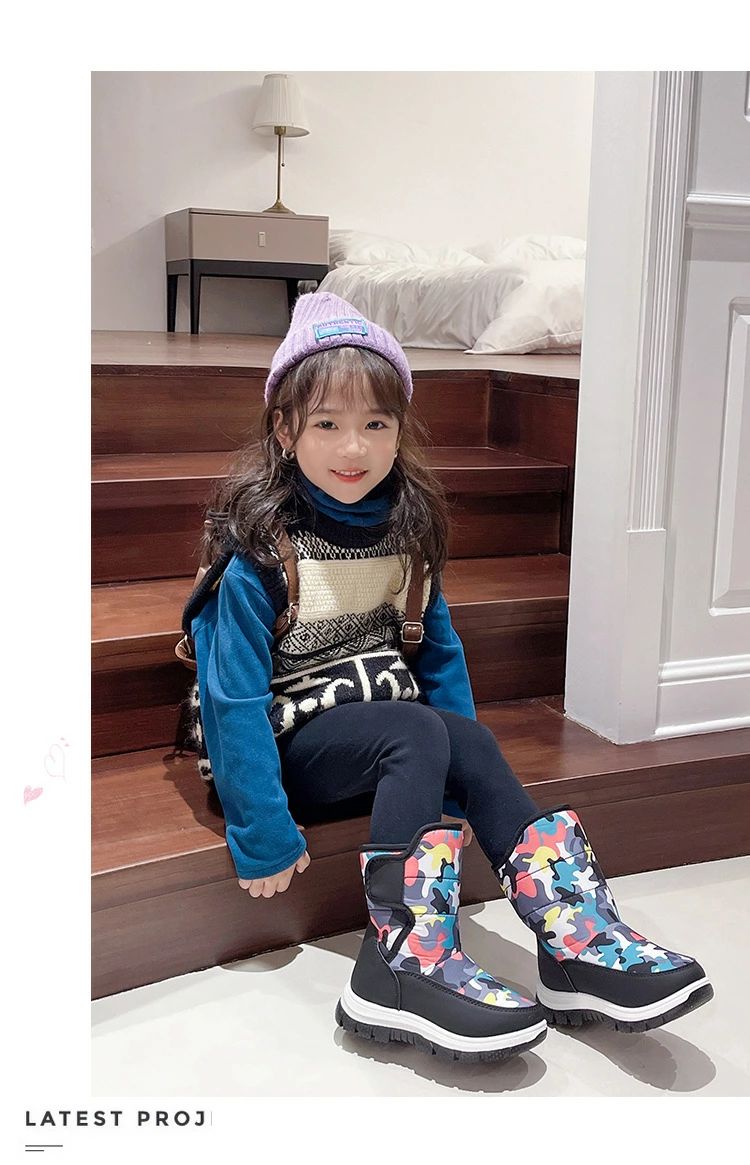 スノーブーツ キッズ 子供 女の子 男の子 スノーシューズ ミドルブーツ 防寒 防滑 ...