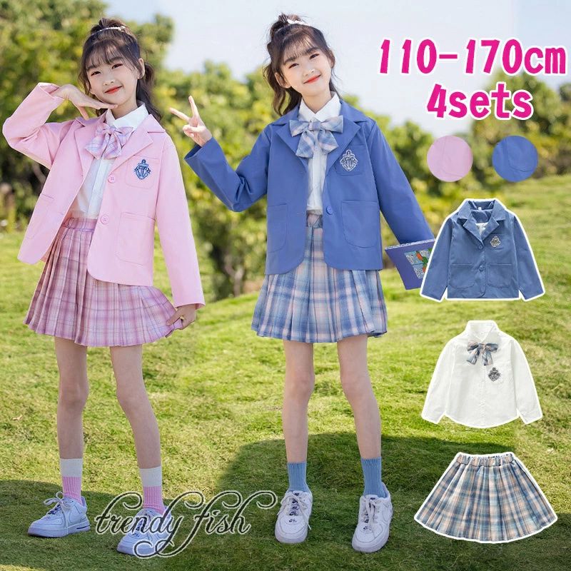 卒業式 フォーマル スーツ 女の子 スカート スーツ ブレザー ピンク ブルー ジャケット 長袖シャツ ス..