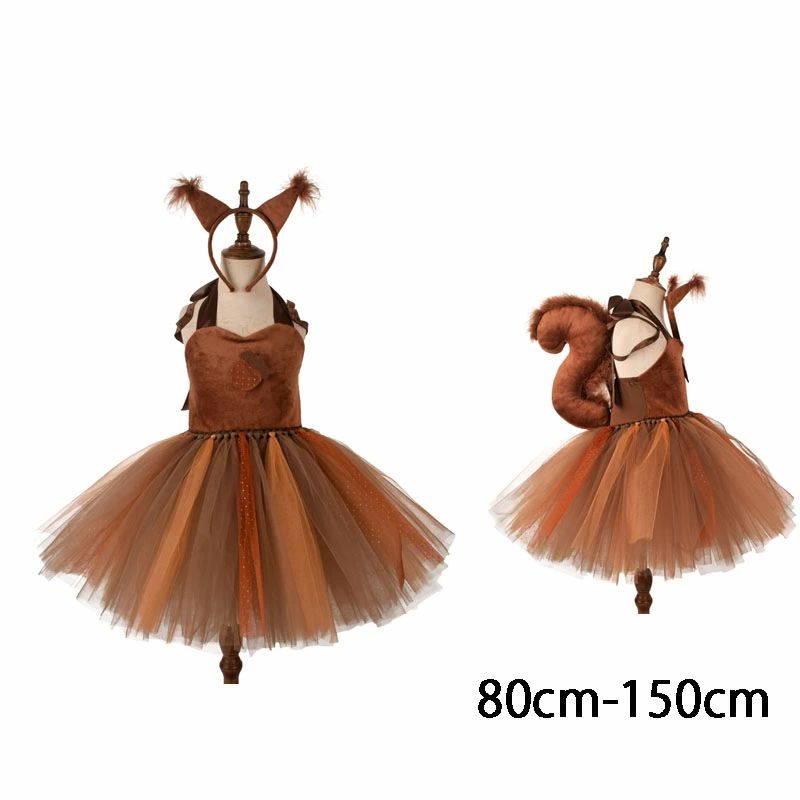 【送料無料】ハロウィン クリスマス ワンピース リス りす 栗鼠 子供 女の子 動物 尻尾 セット ヘアバンド付き コスプレ ハロウィーン キッズ ジュニア 子ども コスチューム 衣装 かわいい 仮装 変装 子供用 コスチューム コスプレ パーティー イベント 舞台 七五三 学園