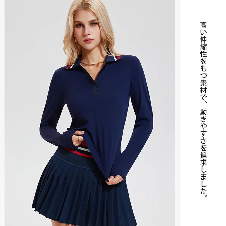 Vネック/ポロカラー両用デザイン ノーダウン対応スポーツトップス 速乾Vネックテニスウェア ゴルフポロシャツ アウトドアフィットネス対応