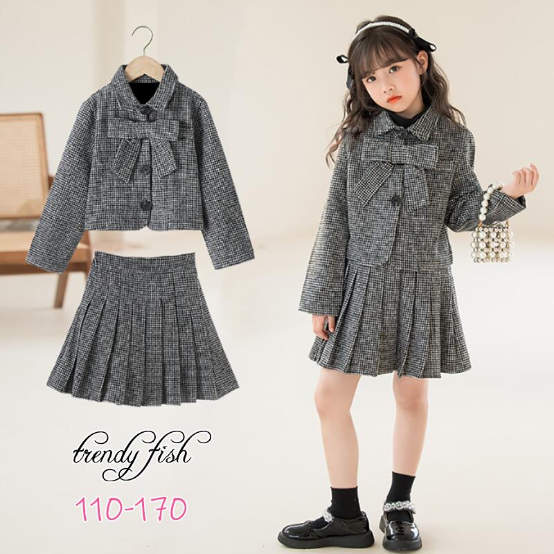 子供 スカートセット 女の子 フォーマル ショートスカート 長袖 キッズ フォーマル 普段着 チェック柄 洋服 卒業式 入学式 中学受験 学校説明会 入学式 秋 冬 シンプル グレー レッド 中学 受験 発表会 演奏会 卒服 高校生 女子高生 中学生 韓国 110 120 130 140 150 160 170