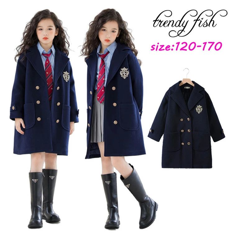 卒業式 入学式 学生 女の子 子供服 スクールコート ダッフルコート キッズ 通学 コート 厚手 子ども 中学生 卒服 入園式 文化祭 アウター ロング丈 制服...