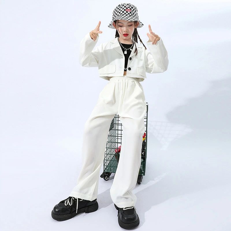 キッズ ダンス衣装 セットアップ 女の子 へそ出し 長袖 ジャケット ロングパンツ ...