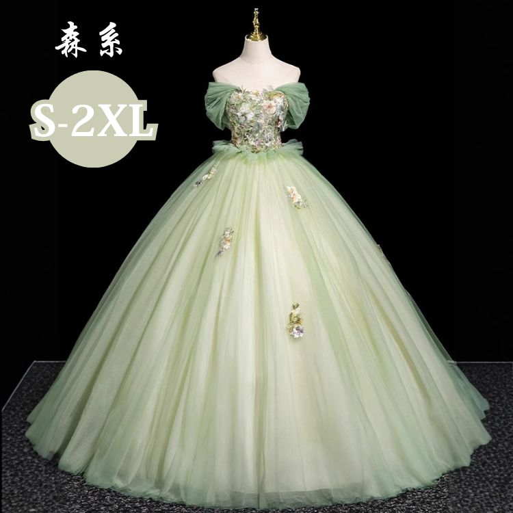 Rakuten - 森系 誕生日会 ドレス 姫系 イブイングドレス パーティー 2WAY オフショルダー ドレス 大人 ピアノ ヴァイオリン 演奏会 ウエディングドレス レディース ロング コスプレ 繊細な 刺繍 カクテルドレス お呼ばれ 披露宴 成人式 司会 ウエディング プレゼント