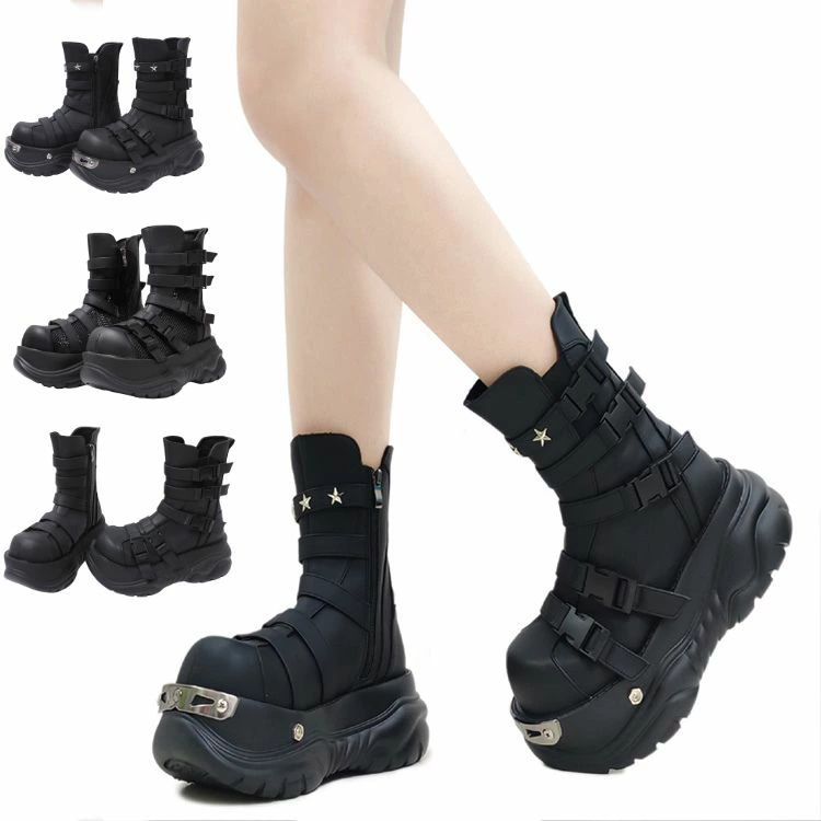 レーシングブーツ メンズ レディース 厚底靴 Y2K ショートブーツ エンジニアブーツ アイドル カジュアルシューズ ハードウェア ジャズシューズ ジャズダンス シューズ ダンスシューズ ブラック 通学 通勤 発表会 応援団 演出 練習 舞台 送料無料