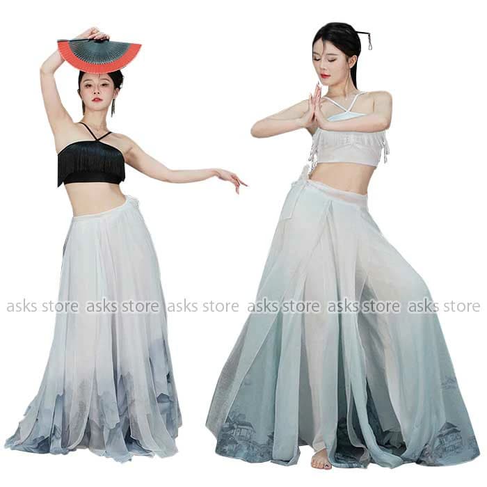 古典舞踊ウエア 新作 キャミソール フリンジ へそ出し ガウチョパンツ グラデーション 古典ダンス衣装 練功服 上下セット ベリーダンス セクシー ステージ衣装 練習着 学園祭 文化祭 コスチューム 舞台 演出服 民族風ダンス レッスン着 団体服 おしゃれ 古典美人 エレガント