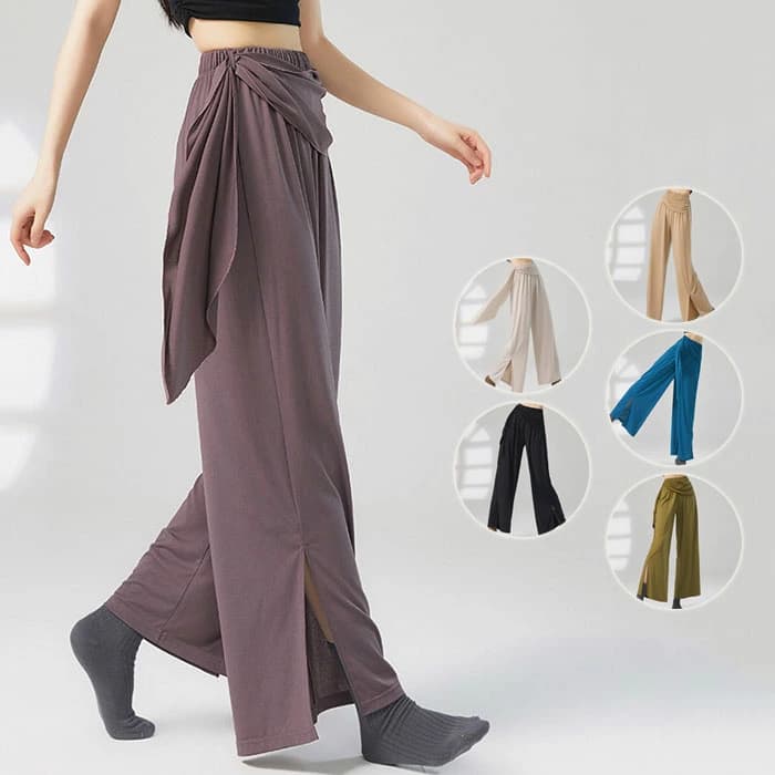 ダンス パンツ レディース ワインドパンツ 全6色 モダンダンス レッスン着 ガウチョパンツ リボン付き ..