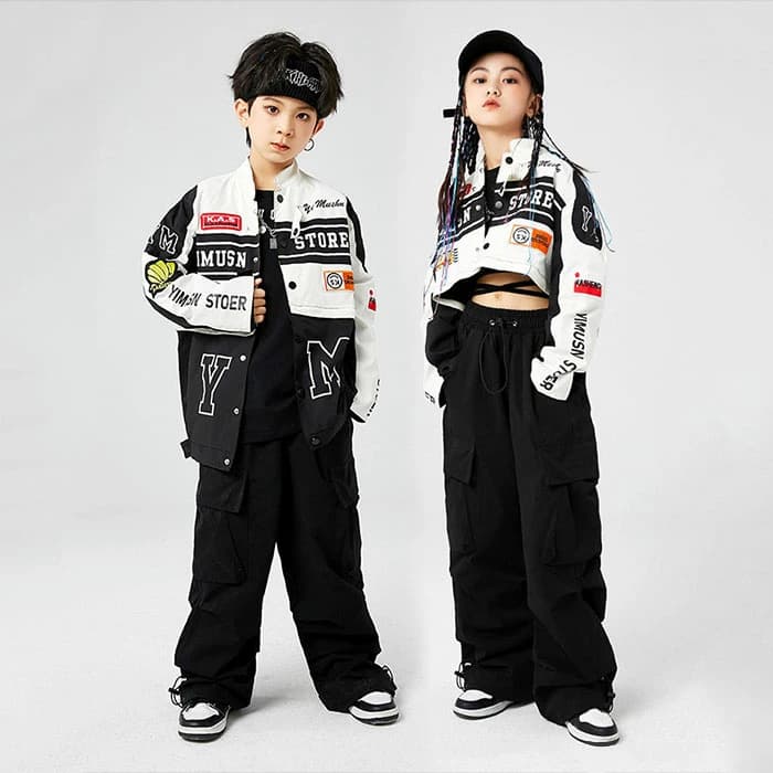 子供ストリートダンス衣装 セットアップ ヒップホップ 男女兼用 キッズダンス衣装 ジャケット ベスト ..