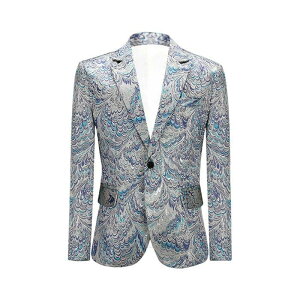 メンズ舞台ステージ衣装 ジャケット単品 礼服 フォマール ジャケット 一つボタン ジャガード コンサート 発表会 忘年会 合唱団 司会 紳士服 舞台 パーティー 演出服 コスチューム ハロウイン コスプレ衣装 孔雀 ピーコック スリム スタイリッシュ 撮影衣装 大きいサイズS-5XL
