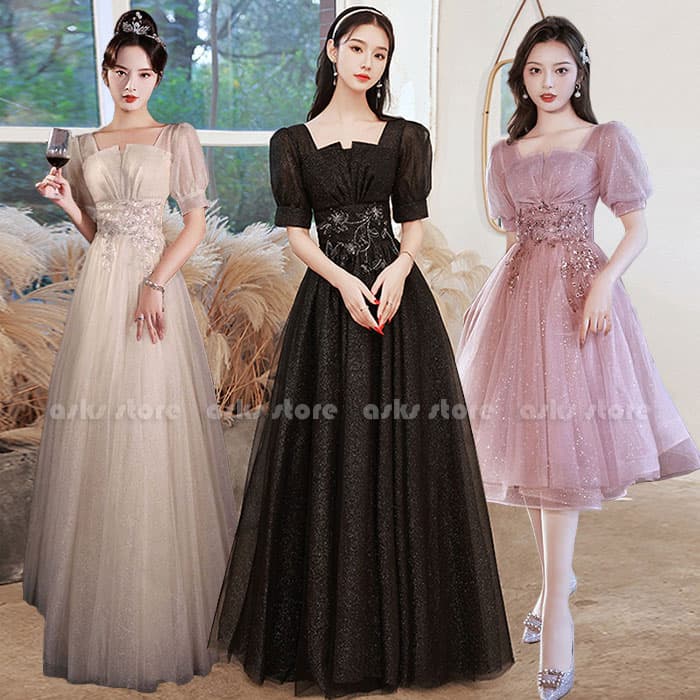 ドレス パーティードレス 結婚式 ブライズメイドドレス ワンピース 半袖 3色 刺繍 スパンコール きらきら フォーマルドレス ウェディングドレス 花嫁 ピアノ 演奏会 合唱 コンサート お呼ばれ 披露宴 二次会 卒業式 同窓会 舞台衣装 ファスナー スタイリッシュ20代 30代 40代