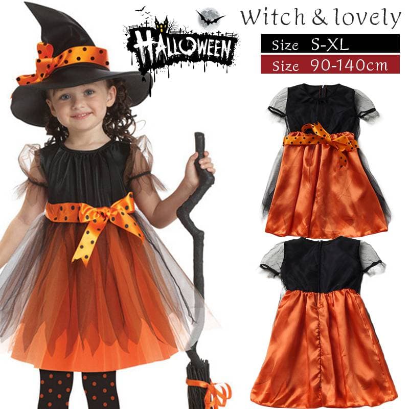 ハロウィン 衣装 子供 【ハロウィン 】コスプレ 子供ドレス ワンピース Halloween 演出服 お姫様 コスプレ衣装 魔女子供 可愛い小悪魔 ハロウィーン 衣装 女の子 ハロウィン 仮装 コスプレ 魔女 コスプレ 子供用 キッズ ハロウィーン パーティー仮装 変装