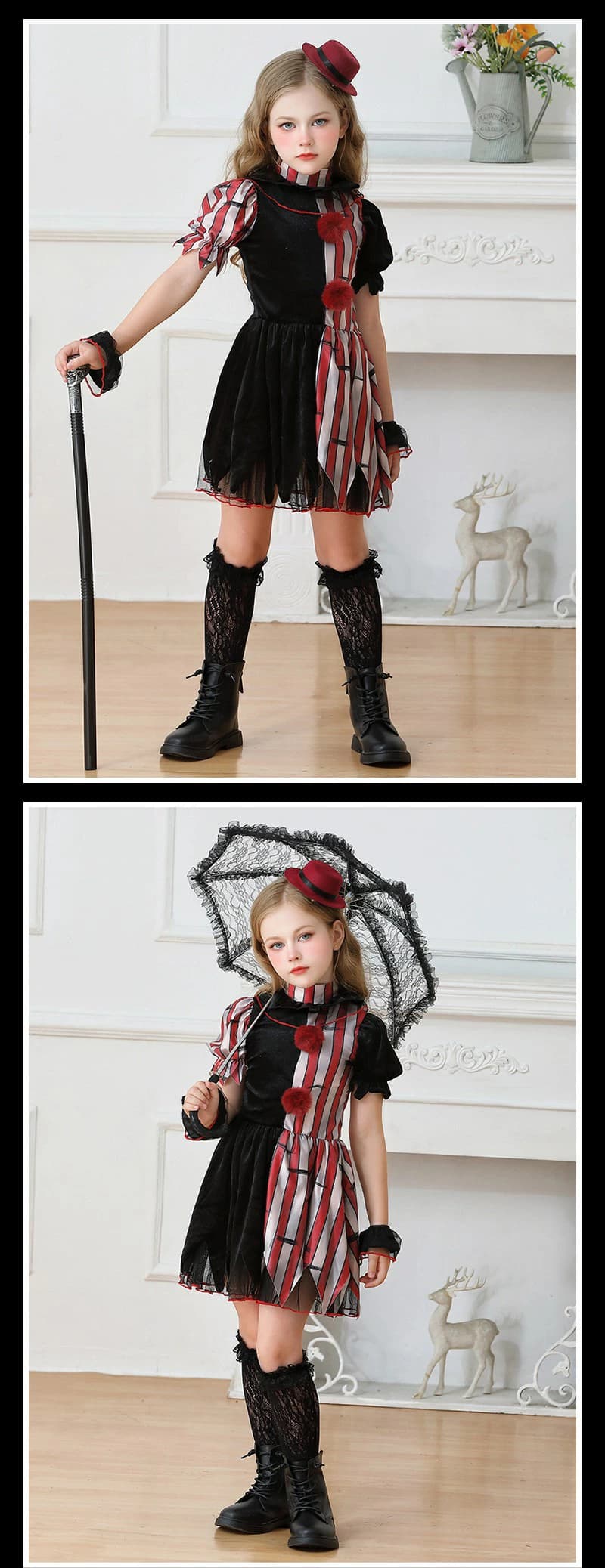 ハロウィン コスプレ ピエロ魔女 子供衣装 ハロウィン 仮装 ピエロ コスチューム キッズ ピエロガール 魔法使い 子ども ハロウィン衣装 コスプレ衣装 吸血鬼 悪魔 キュート 文化祭 舞台劇 お化け屋敷衣装 パーティーグッズ 演出服 ステージ服 120 130 140 150cm 3