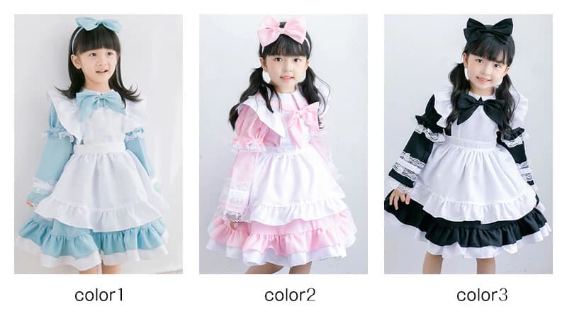 【再入荷】メイド服（子供用）【ハロウィン】ロリータ【100cm 110cm 120cm 130cm 140cm】3色展開 5点セット キッズ仮装　ハロウィン 子供 コスプレ アリス 不思議の国の少女 メイド服 コスチューム 衣装 仮装 ハロウィーン HALLOWEEN 魔女 かぼちゃ パーティー グッズ cleopatra7-10004307 クレオパトラセレクト サンプル画像2