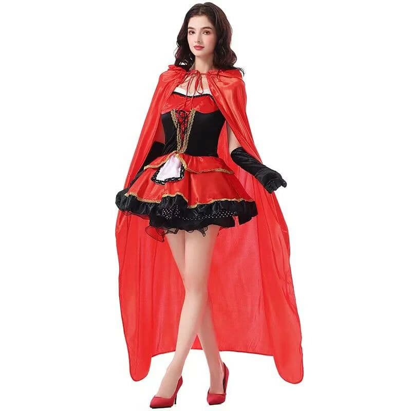 クレオパトラセレクトのハロウィンコスプレ 赤ずきん 大人 衣装 赤ずきんちゃん かわいい セクシー コスチューム 仮装 アキバ キャラクター お姫様ハロウイン レディース 童話 可愛いコスプレ ハロウィン仮装 ハロウィン cosplay 舞台衣装 演出服 学園祭 定番 イベント｜アングル3