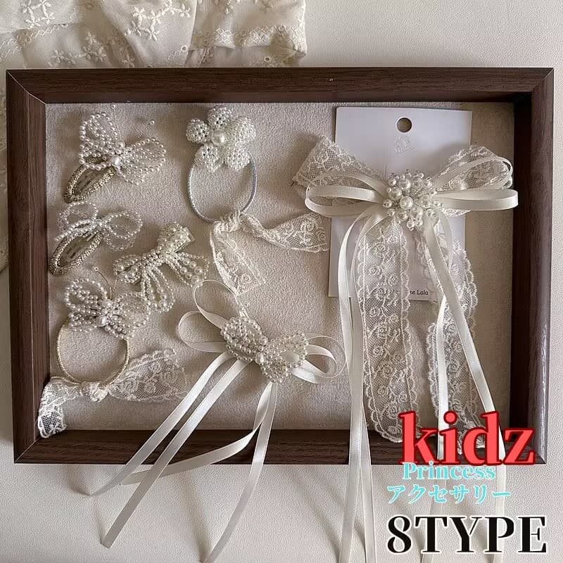 キッズ ヘアピン ヘアアクセサリー リボン ベージュ 結婚式 ヘッドアクセ ヘッドアクセサリー ヘアアク..