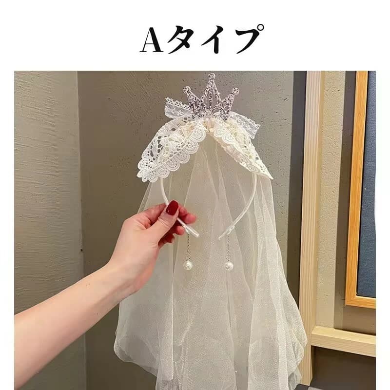 【クーポンで10％オフ】キッズ 王冠 ヘアアクセサリー ベール アクセサリー 蝶リボ...