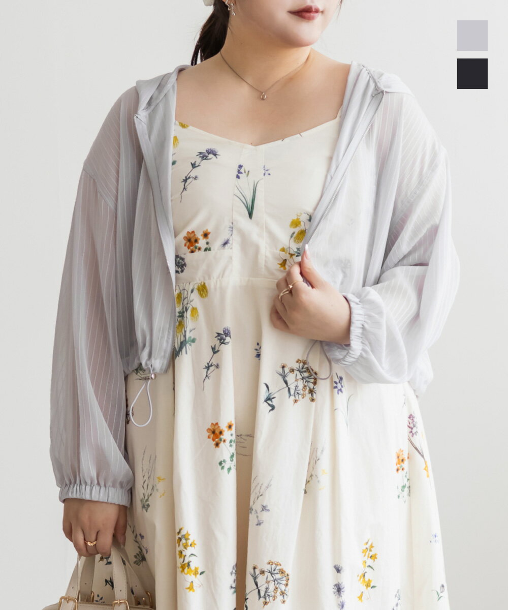 大きいサイズ レディース ドロストストライプシアーパーカーブルゾン 【LLサイズ・3Lサイズ・4Lサイズ】【大きいサイズ・レディース】13号・15号・17号・19号・21号・23号