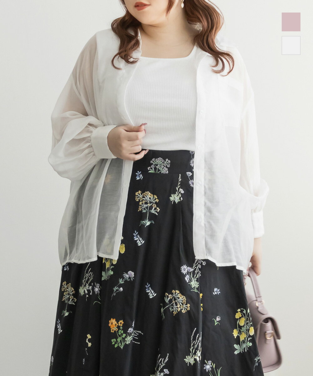 Rakuten - 大きいサイズ レディース シアーシャツ＆タンクトップセット 【LLサイズ・3Lサイズ・4Lサイズ】【大きいサイズ・レディース】13号・15号・17号・19号・21号・23号