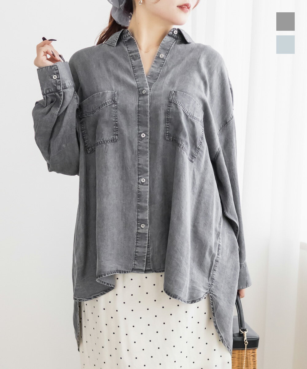 Rakuten - 大きいサイズ レディース ダブルポケットデニムシャツ 【LLサイズ・3Lサイズ・4Lサイズ】【大きいサイズ・レディース】13号・15号・17号・19号・21号・23号