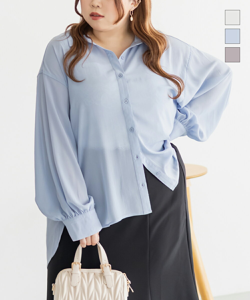 Rakuten - 大きいサイズ レディース CLETTEオリジナル★楊柳シアーシャツ 【LLサイズ・3Lサイズ・4Lサイズ】【大きいサイズ・レディース】13号・15号・17号・19号・21号・23号