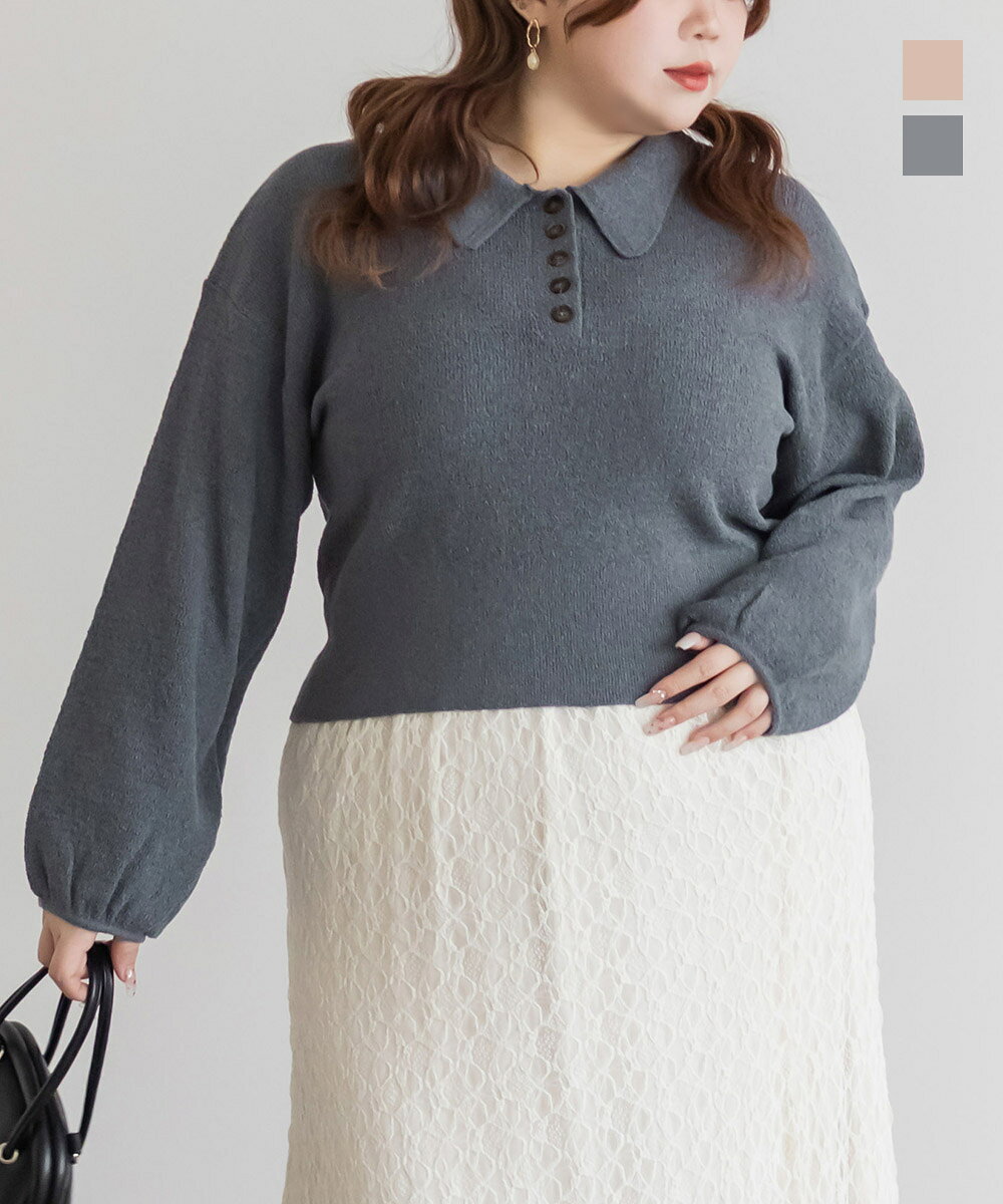 Rakuten - 大きいサイズ レディース ブークレタッチニットポロ 【LLサイズ・3Lサイズ・4Lサイズ】【大きいサイズ・レディース】13号・15号・17号・19号・21号・23号