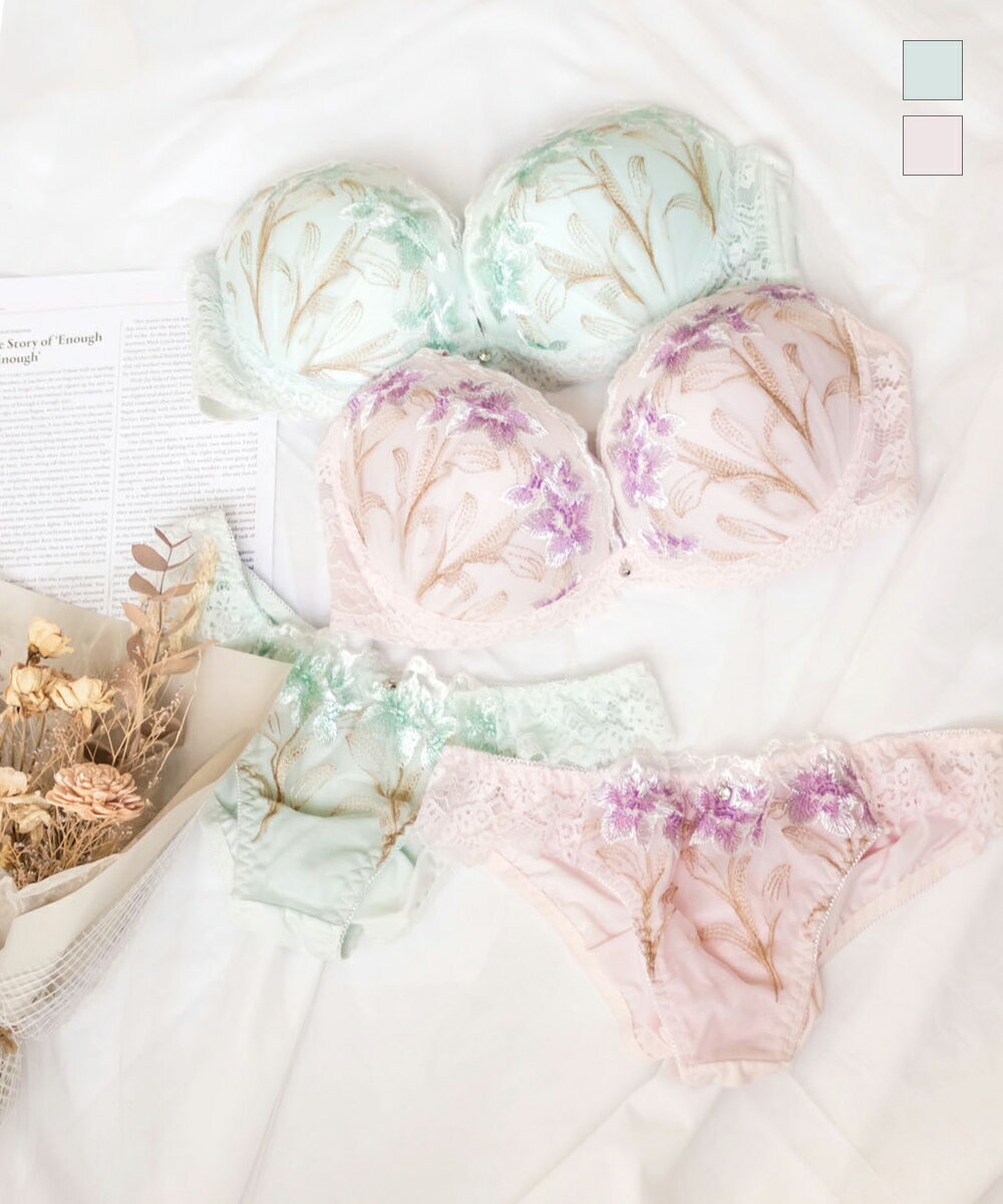 大きいサイズ レディース ペールフラワーブラジャー＆ショーツセット 【LLサイズ・3Lサイズ・4Lサイズ..