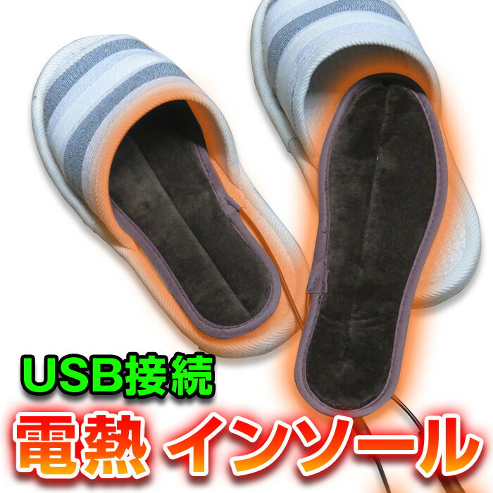 【3連休SALE★LINEクーポン】USB接続 発熱インソール 23.5cm-28cm / ヒーター付 インソール 中敷 靴 足あったか ヒーター内蔵 電熱インソール 電熱中敷 防寒 男性用 女性用 足 保温 しもやけ 冷え性 【送料無料/即納】