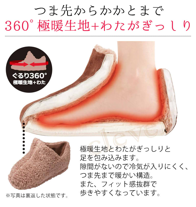 【複数購入で4％OFF】極暖足が包まれるスリッパ スリッパ 冬 暖かい 厚底 秋冬 メンズ レディース 男性 女性 冬用 室内 茶色 ブラウン ふわふわ ルームシューズ ボア 防寒 グッズ 冷え性 冷え 寒い リモートワーク ラッピング可 clever2016-10021356 clever サンプル画像3