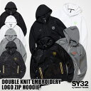 SY32 by SWEET YEARS SY32 ゴルフ ダンボールニットジップフーディー DOUBLE KNIT EMBROIDERY LOGO ZIP HOODIE ジップフーディー フーディー パーカー ロゴプリント ストレッチ ゴルフウェアギフト プレゼント 誕生日 あす楽 送料無料