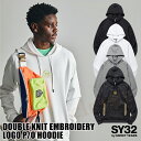 SY32 by SWEET YEARS SY32 ゴルフ ダンボールニットプルオーバーフーディー DOUBLE KNIT EMBROIDERY LOGO P/O HOODIE パーカー ロゴプリント ストレッチ ゴルフウェア ギフト プレゼント 誕生日 あす楽 送料無料