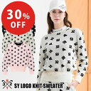 【30%off】【2個で4%off★SALE】SY32 ゴルフ モックネックシャツ トップス モックネック ジャガードニット レディース 長袖 ストレッチ ロゴデザイン SYG-23A07W SY LOGO KNIT SWEATER ラッピング可