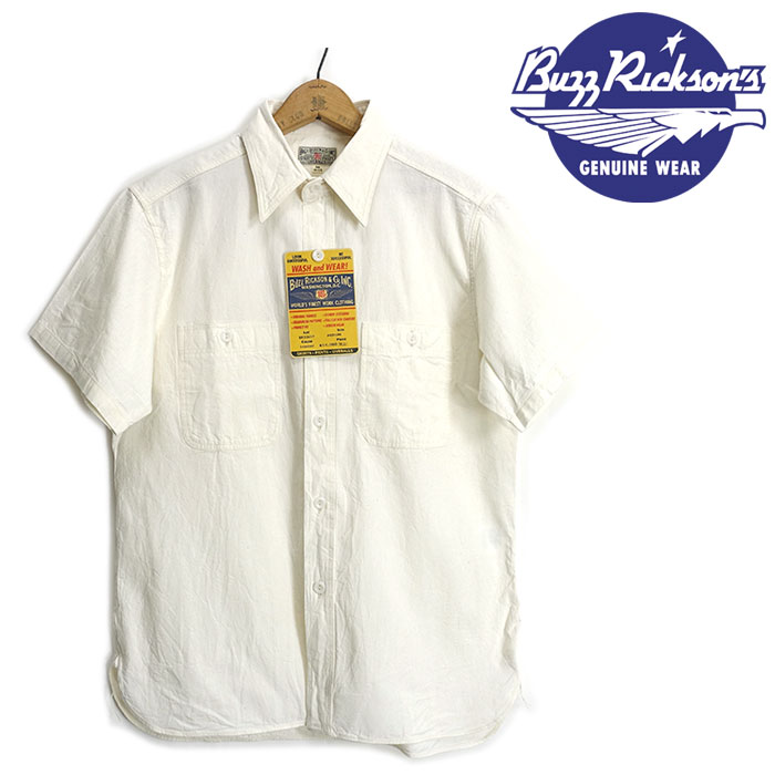 バズリクソンズ BuzzRickson's [BR35857] 半袖 ホワイト シャンブレー ワークシャツ WHITE CHAMBRAY S/S WORK SHIRT 日本製